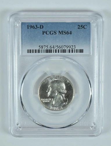 1963-D Washington Quarter MS64 PCGS Blue Label *0574