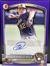 2025 Bowman - Prospect Autographs Chandler Welch #BPA-CW Purple /250 (AU, RC)