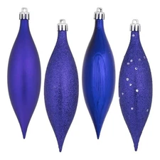 Vickerman 4-Finish Finial Drop Christmas Ornaments in Purple (Set of 8)