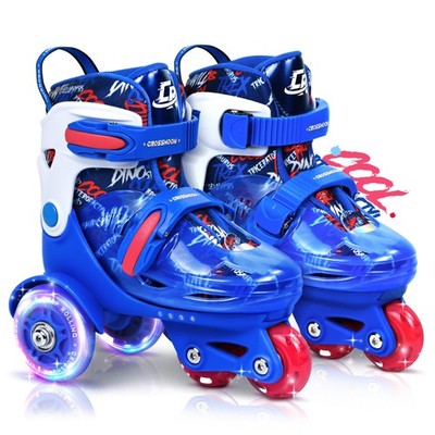 Roller Skates with Cool Dino Script Design, Training Skating Shoes with Tripl...