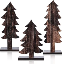 3 Pcs Wood Christmas Trees Tabletop Rustic Christmas Decor Farmhouse Centerpiece