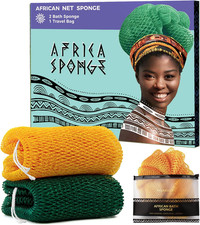 2 esponjas red africana autenticas exfoliantes bano cuerpo amarilla y verde