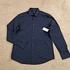 Alfani Men's Cotton Stretch Modern Solid Long-sleeve Shirt Deep Black Small NWT