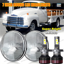 Pair 7 Round Led Headlights Hilo For Chevy Truck 1947 1948 1949 1950 1951-57