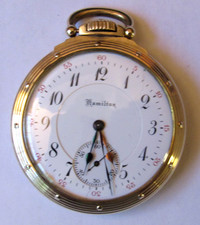 EARLY 1912 HAMILTON 950 23J 16 SIZE RAILROAD GRADE POCKET WATCH DOUBLE HOUR HAND