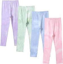 4 Pack Girls Printed Leggings Soft Yoga Pants Kids Tie-Dye Leggings