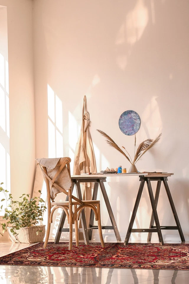 Tapete de área tradicional vintage oriental feito à mão 4'7" x 7'5" lã - Imagem 2 de 4