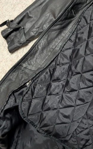 1980s vintage TRENCH COAT leather 42 double breasted BELTED black SHERLOCK image 5