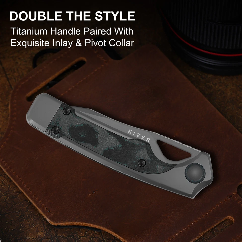 Navaja de Bolsillo Plegable Kizer Ara EDC S45VN Hoja Titanio y Camuflaje Mango de Carbono Foto 3 de 4