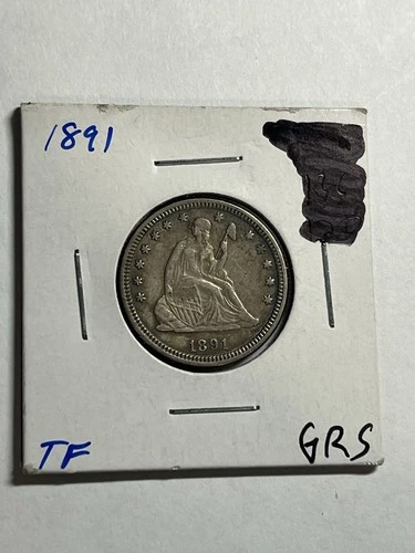 1891 Seated Liberty Silver Quarter AU Nice Strike