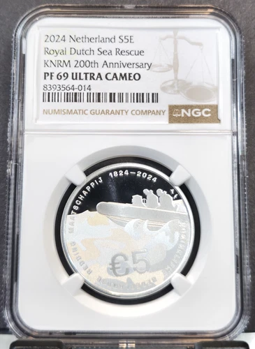 2024 NETHERLANDS SILVER 5 EURO ROYAL DUTCH SEA RESCUE NGC PF 69 ULTRA CAMEO RARE