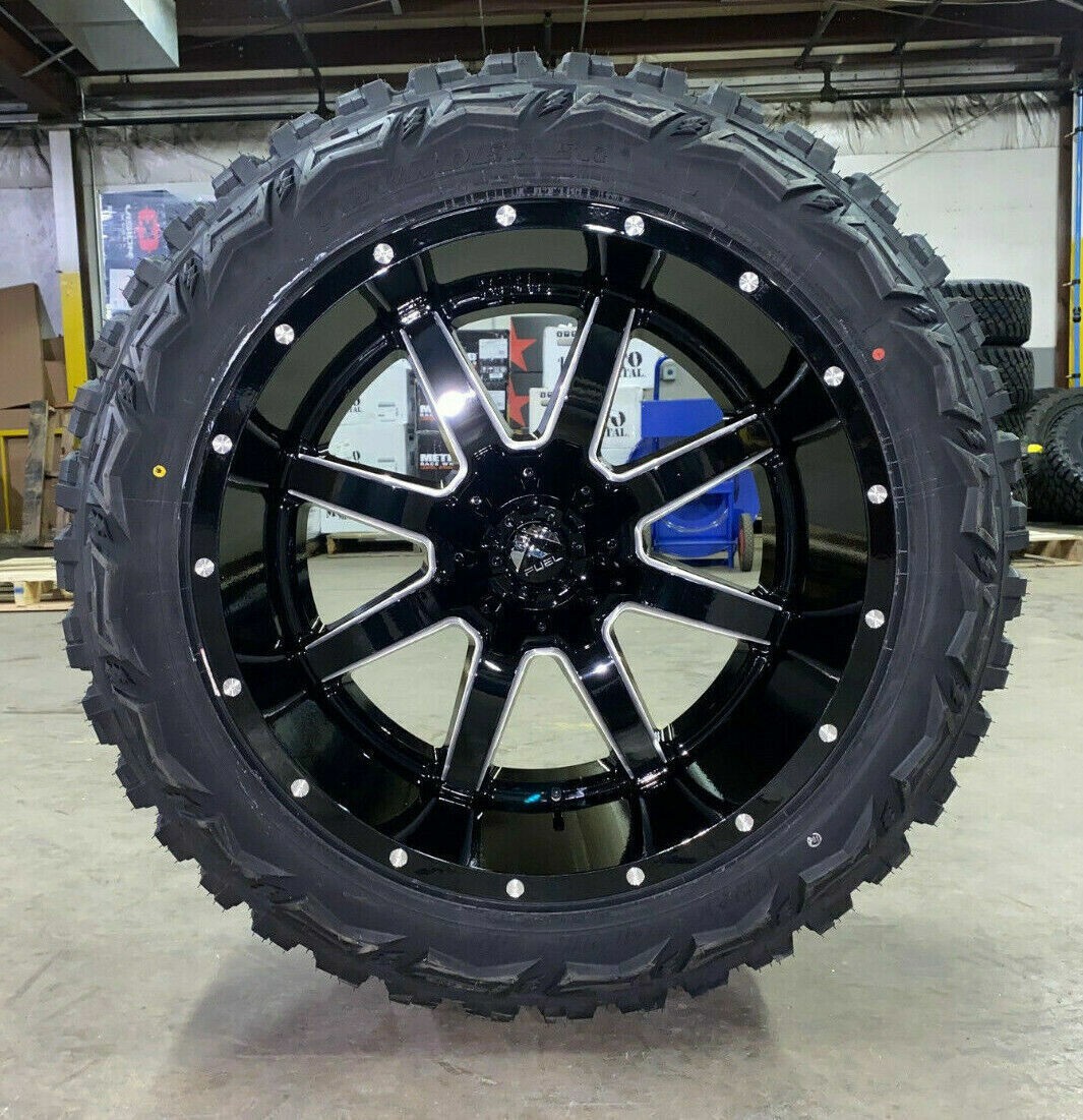 22x12 Fuel D610 Black Maverick Wheels 35