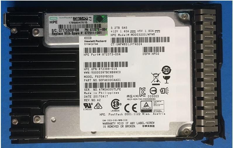 Hewlett Packard Enterprise 872511-001 SSD 3.2TB 12G SFF SAS MU SC