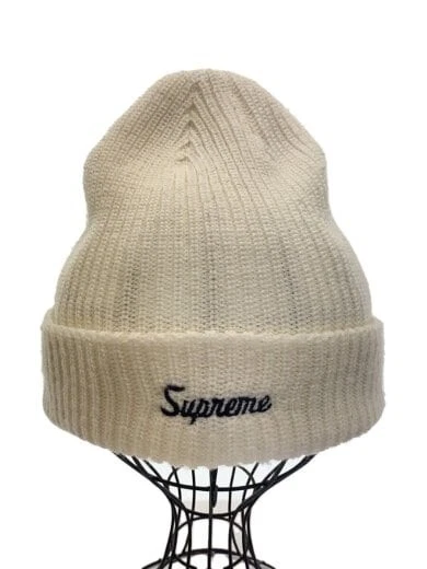 Supreme Loose Gauge Beanie bonnet tricot sans acrylique blanc couleur unie M AEm22