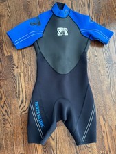 Body Glove Mens M Pro 2 2/1mm Shorty Wetsuit Blue Black Surfing Diving Rafting