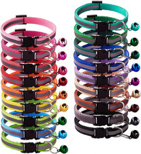 18Pcs Reflective Puppy Collars, Cat ID Collars with Bell Adjustable 19-32Cm, Sof