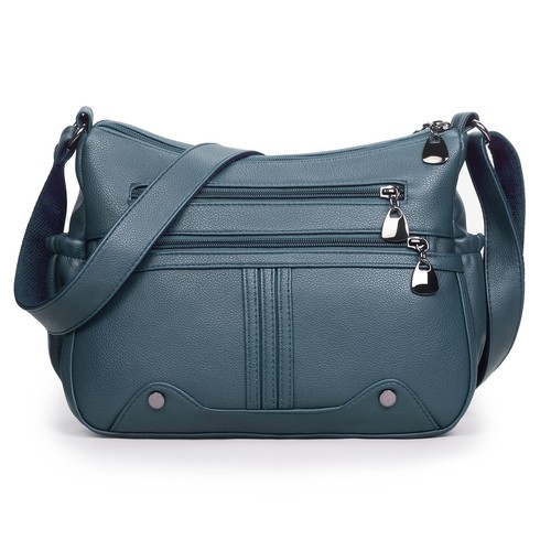 Women Soft PU Leather Shoulder Handbag Multi Pocket Crossbody Bag Ladies Medi...