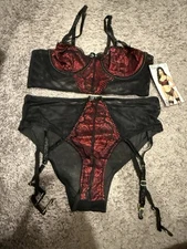 Seven TIL Midnight Red And Black Lingerie Set
