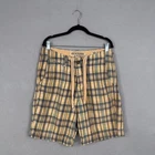 Abercrombie & Fitch Shorts Mens 30 Yellow Plaid Cargo Drawstring Preppy Gorp Y2k