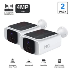 Dual Band WiFi6 Solar Battery Power Wireless Security Camera 4MP Outdoor 2PACK
