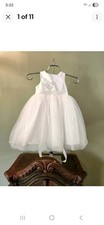 David  s Bridal - Ball Gown Tea Length Flower Girl Dress - Soft White Sz: 2.
