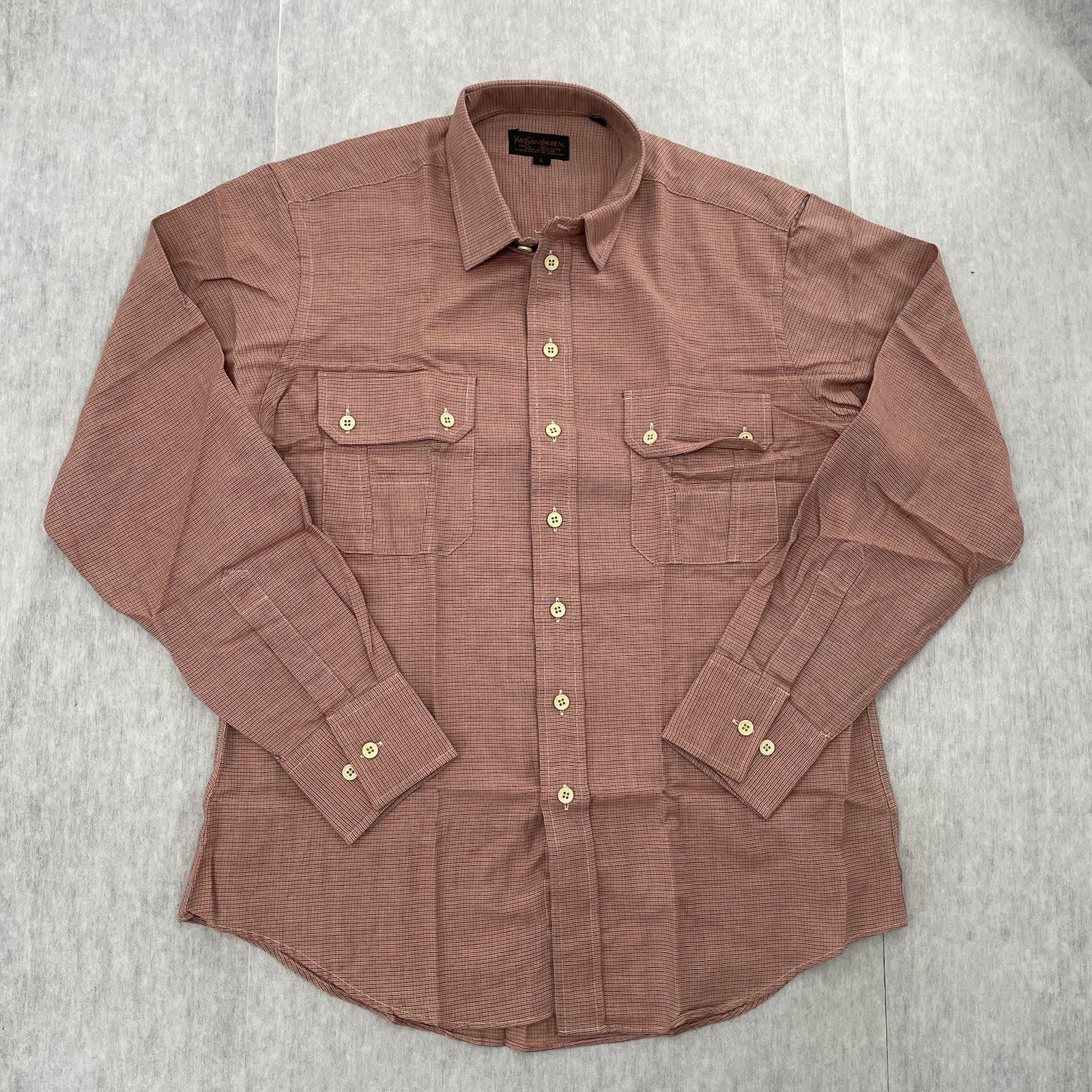 Camicia YSL Yves Saint Laurent adulto grande rossa con bottoni manica lunga inglese uomo L