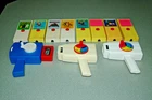 2 Fisher Price, 1 Kenner Movie Viewers & 8 films Star Wars, Spiderman, Mickey