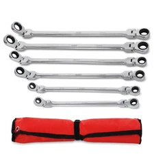 ABN Flex Head Ratcheting Wrench Set - 6-Piece Double Box End Wrench Set