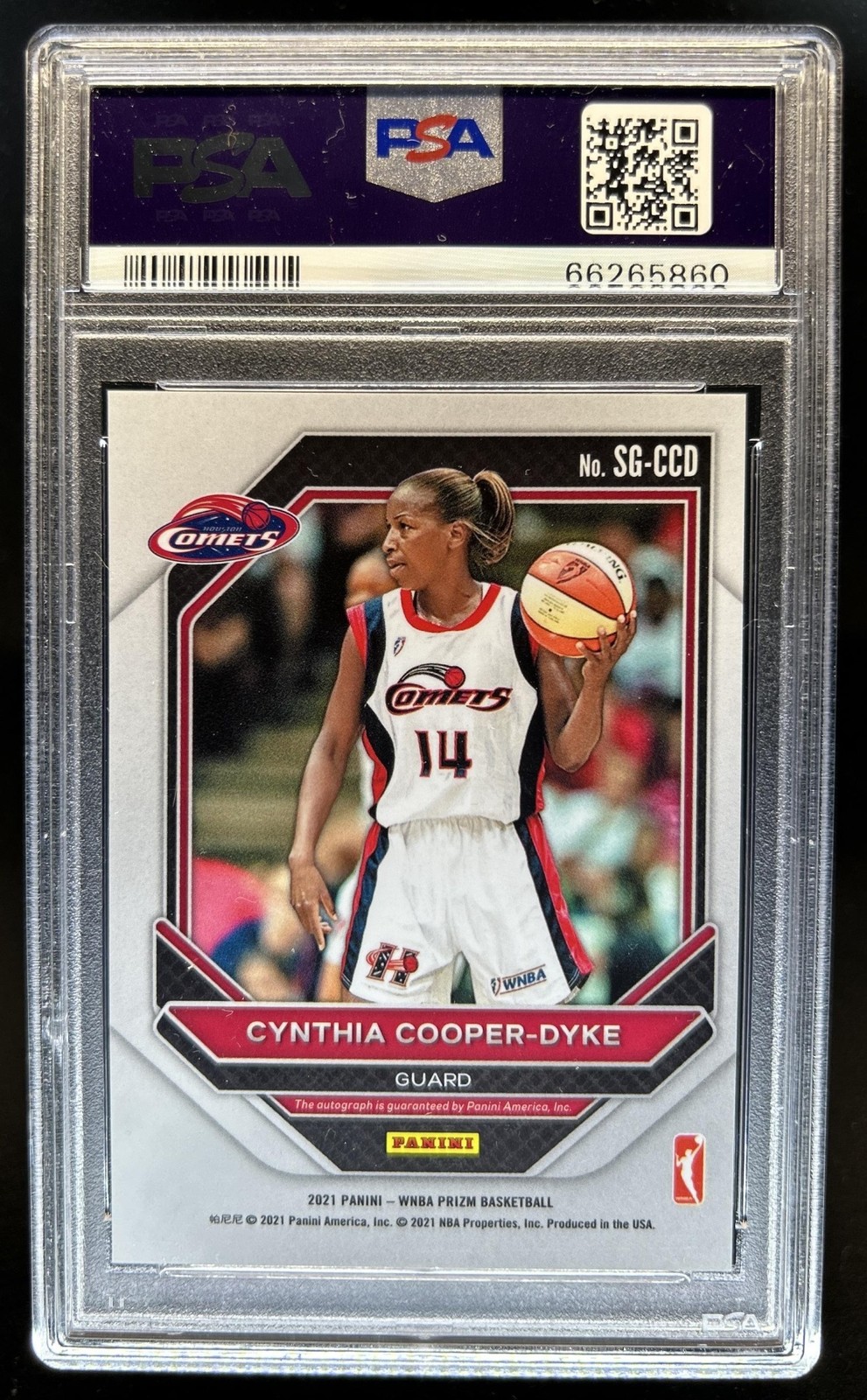 2021-22 Panini Prizm WNBA Cynthia Cooper-Dyke Signatures Auto #SG-CCD PSA 9 view 2
