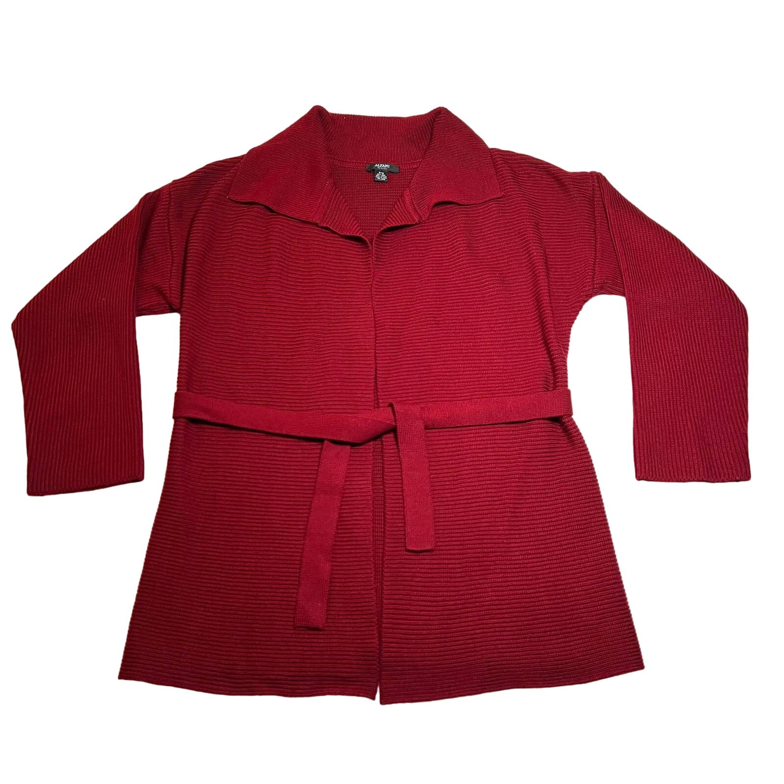 Alfani Wool Blend Knit Open Front Cardigan with Waist Tie Size Petite Small Cozy