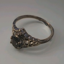 Sterling Silver 925 Oval Black Sapphire Prong Cocktail Ring Size 9