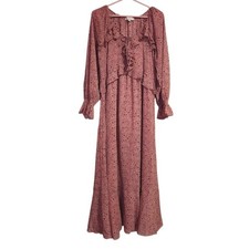 ANN TAYLOR LOFT Floral Ruffle Maxi dress cottagecore micro floral in pink size M