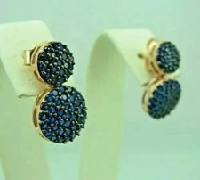 1.3Ct Round Cut Drop Dangle Push Back Earrings Women's Lab Created Blue Sapphire