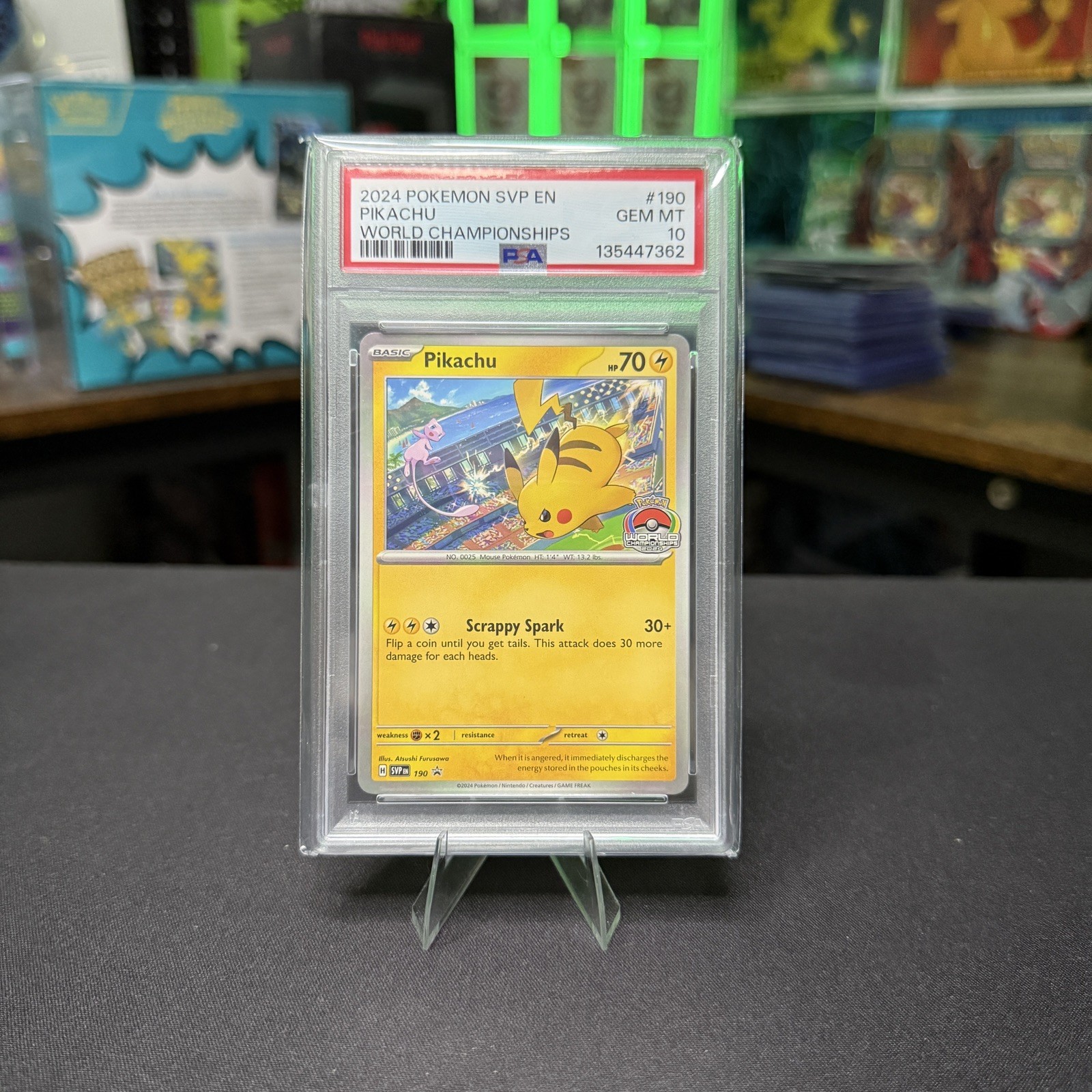 Pokémon TCG Pikachu SVP190 World Championships 2024 PSA 10