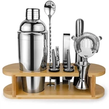 Cocktail Shaker Set Bartender Kit with Stand, Stainless Steel Drink Mixer Set...