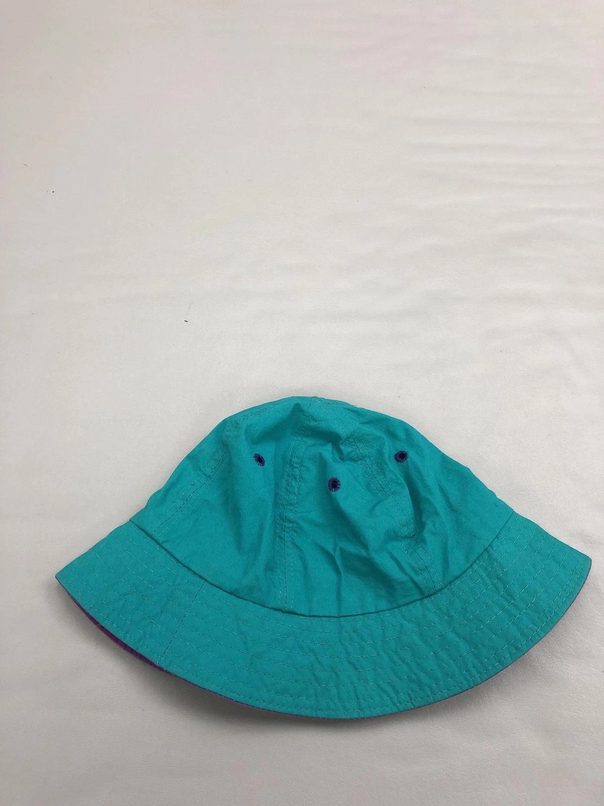 Vintage Columbia Hat Bucket Fitted Mens M Blue Teal Purple Brim Made USA 90s