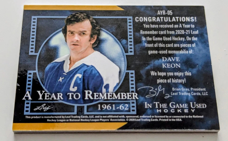 🔥#/15 DAVE KEON 4 QUAD RELIC 2020-21 LEAF IN THE GAME USED A YEAR TO REMEMBER🔥 - Image 3 of 4