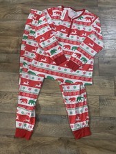 Patpat Women s Christmas Red White Reindeer Snowflakes 2Pc Pajama Set Large