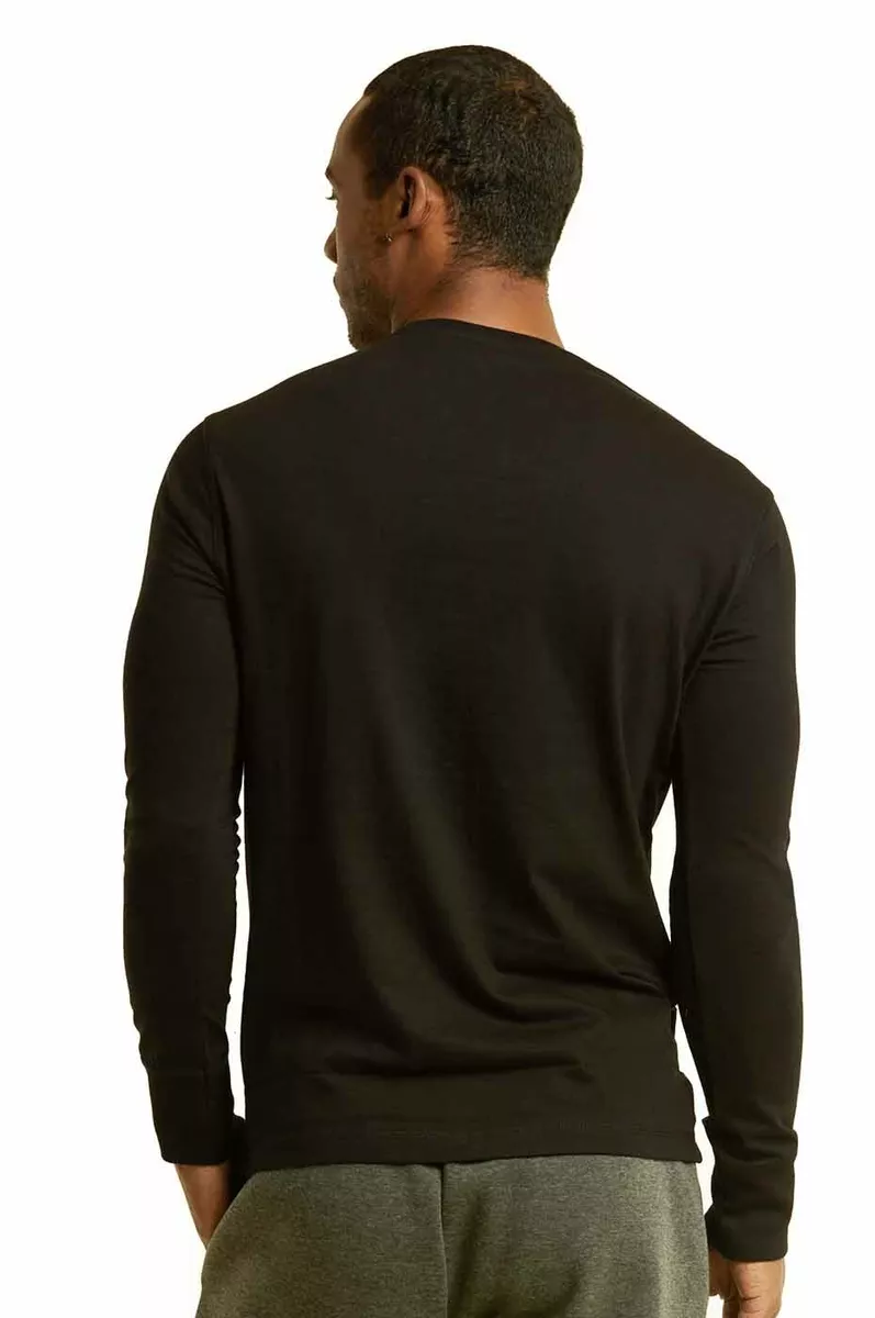 Men's Long Sleeve Henley 3 Button Pullover Cotton T Shirt