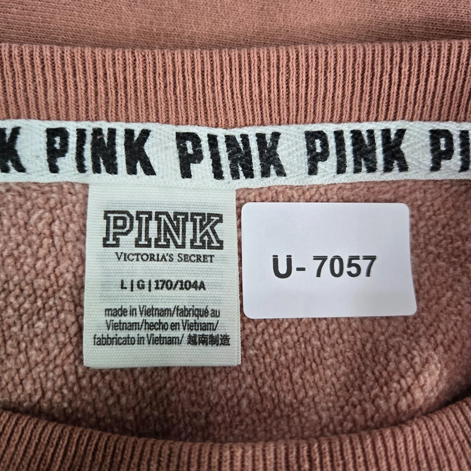 Moletom feminino rosa Victoria's Secret grande laranja logotipo lã gola redonda - Imagem 2 de 4