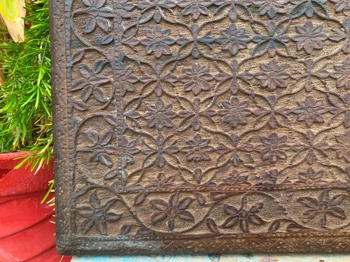 Panel real colgante de pared fino mogol fino tallado a mano antiguo de madera antigua tallada a mano - Imagen 11 de 12