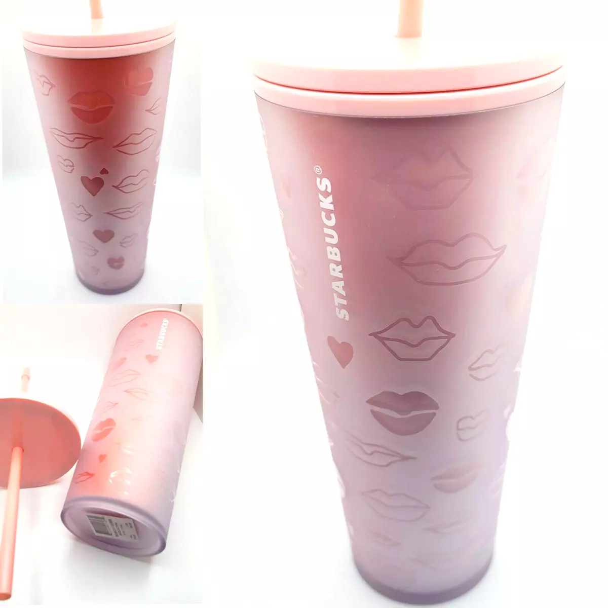 Starbucks Valentines Lips and Hearts Cold Cup Matte Soft Touch 24