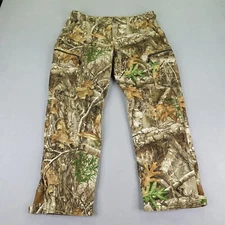 Realtree Pants Men XL Brown Real Tree Edge Camo Fleece Lined Ankle Zip Hunting ^