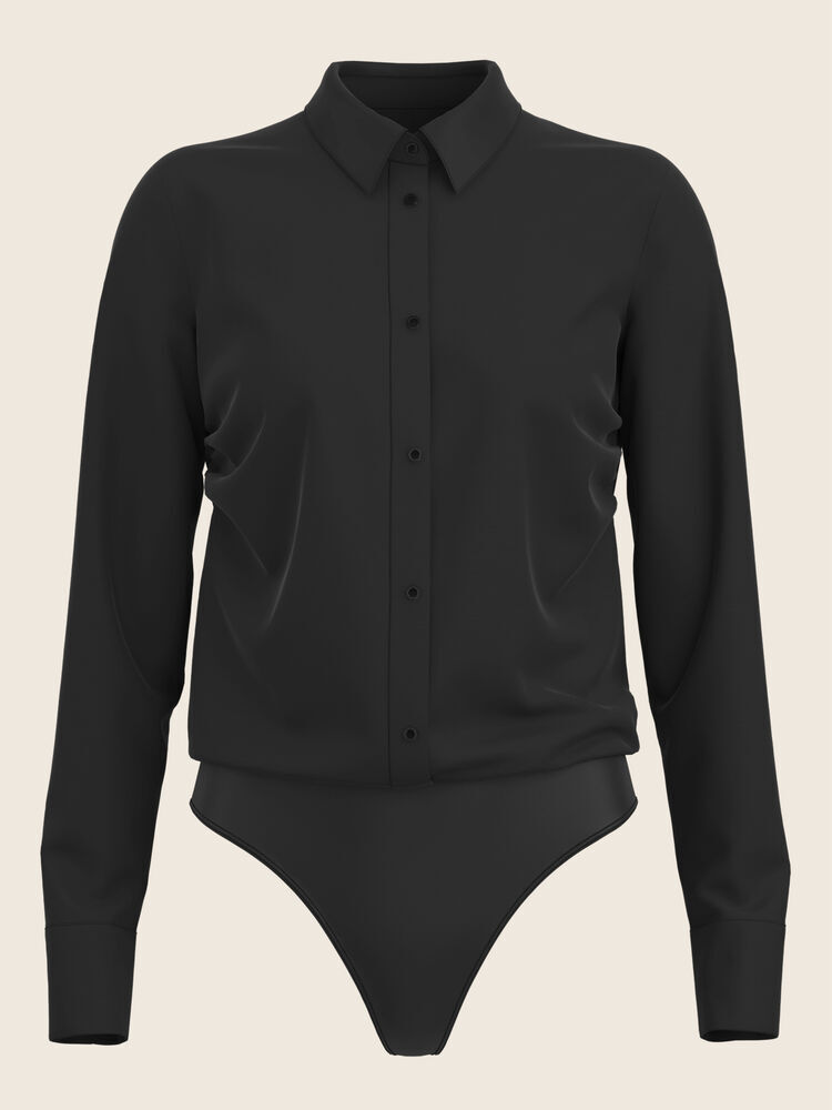 Wolford Body Blouse En Coton À Manches Longues SMALL Noir