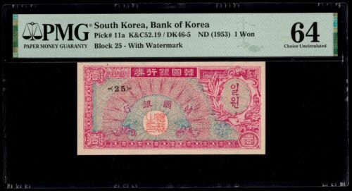 South Korea 1953 - 1 Won P#11a - PMG Choice UNC 64