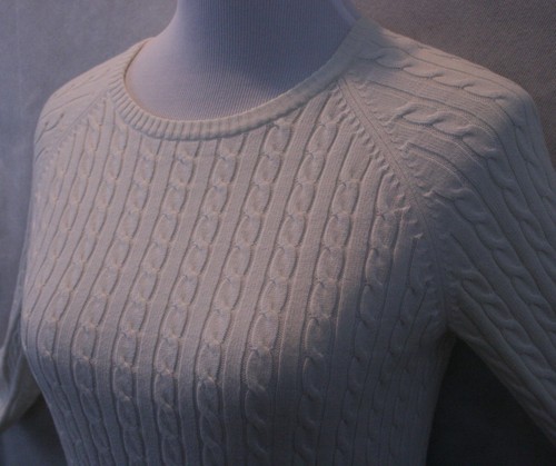 Tommy Hilfiger Stunning White Cotton Cable Sweater SZ Youth M EUC - Picture 4 of 11