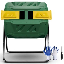 Chambers Composting Tumbler 43 Gallon Dual Batch Rotating Compost Bin Green