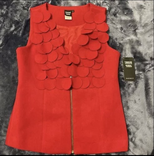 New Sharon Young Women's Red WollVest, Size-S - Picture 2 of 8