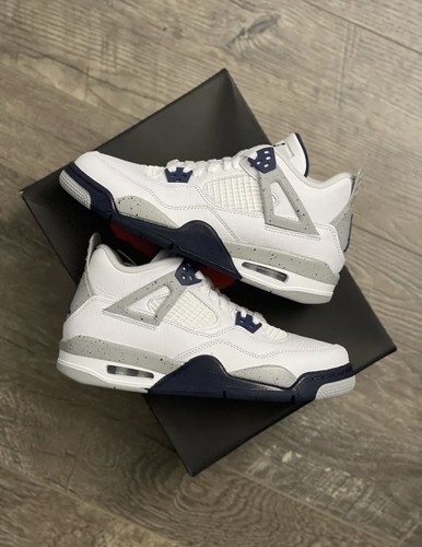 ð¥Nike Air Jordan 4 Retro AJ4 Midnight Navy/Cement 408452-140 GS Size 6.5Y NWB | eBay