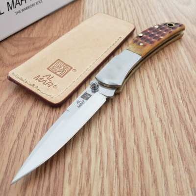 #ad Al Mar Hawk Folding Knife 2.5quot; AUS 8 Steel Talon Blade Honey Jigged Bone Handle $29.89